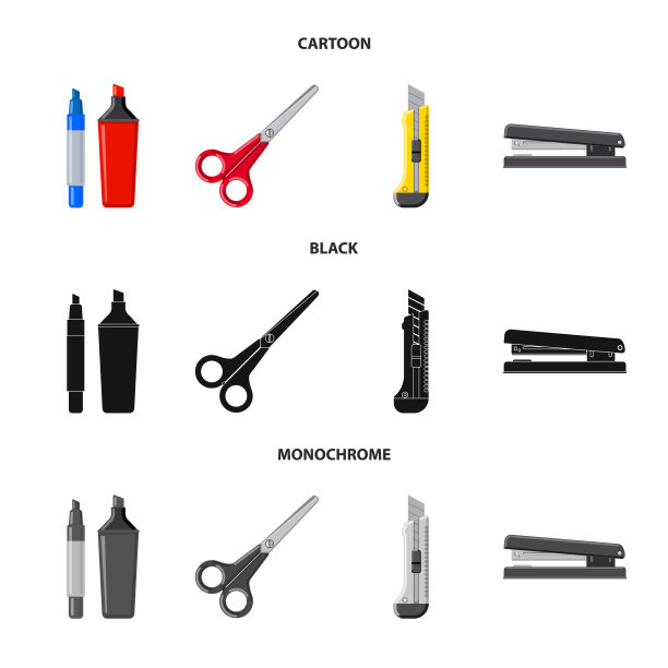办公孤立对象与供给标志集之图片下载