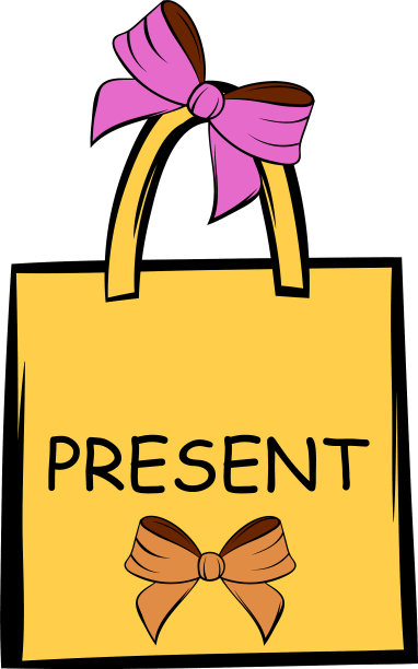 纸袋与蝴蝶结图标卡通图片下载