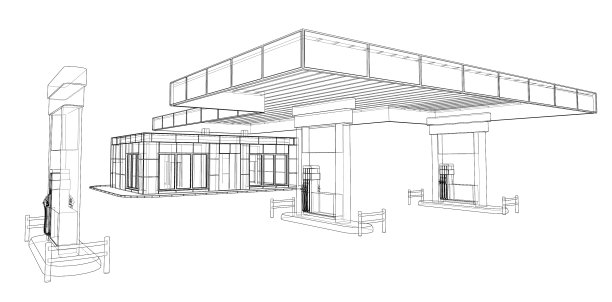 加油站渲染的3d图片下载