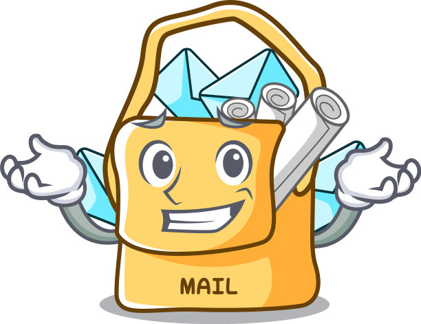 咧嘴笑的袋子与形状邮件卡通图片下载
