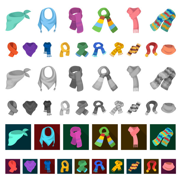 围巾和披肩卡通图标在集合图片下载
