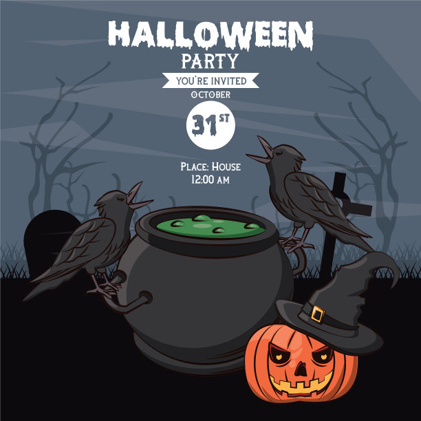 万圣节派对邀请卡图片下载