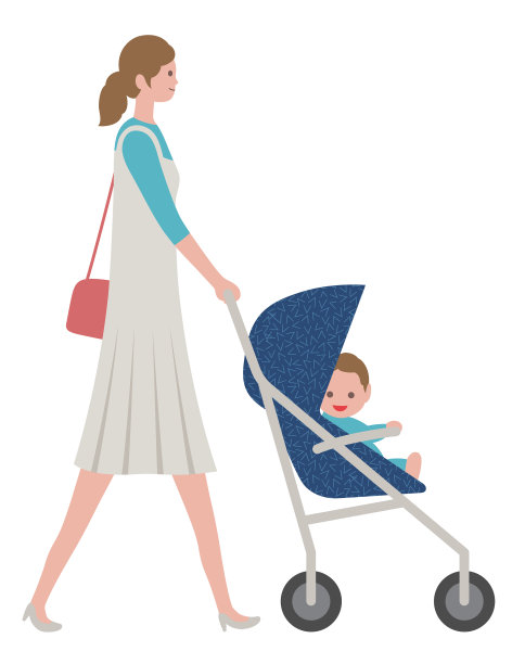 母亲和一个贝恩婴儿车图片下载