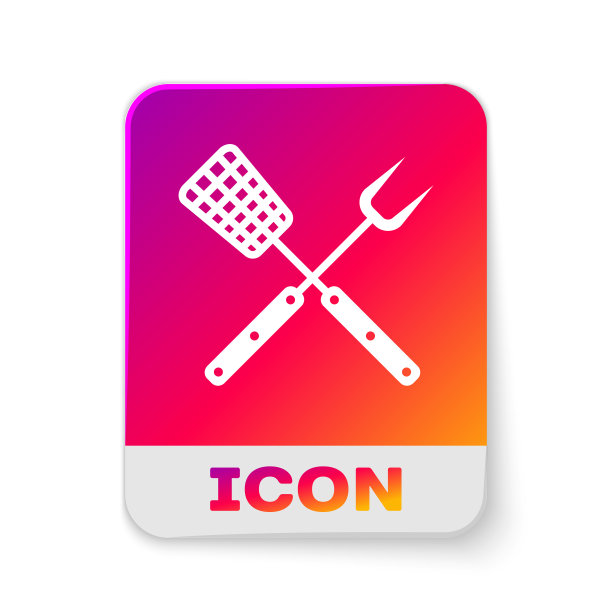 白色交叉叉和抹刀图标隔离图片下载