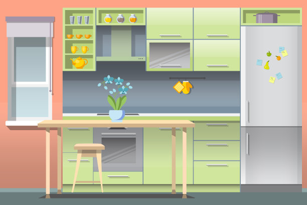 平面厨房室内餐厅设计图片下载