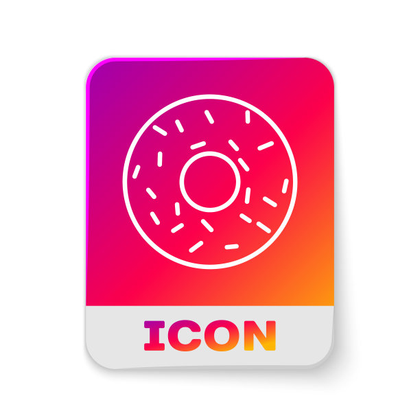 白色甜甜圈与甜釉图标孤立图片下载