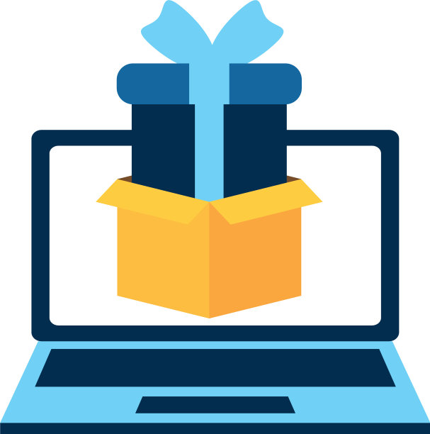 带礼物的笔记本电脑图片下载