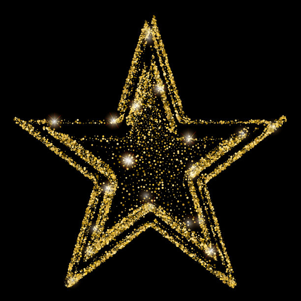 许多小圆点的金光闪闪的星星图片下载