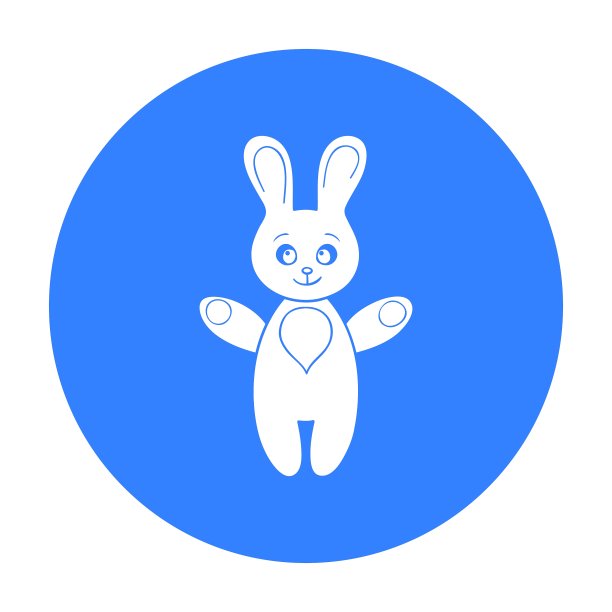 兔子玩具图标在黑色风格孤立在白色图片下载