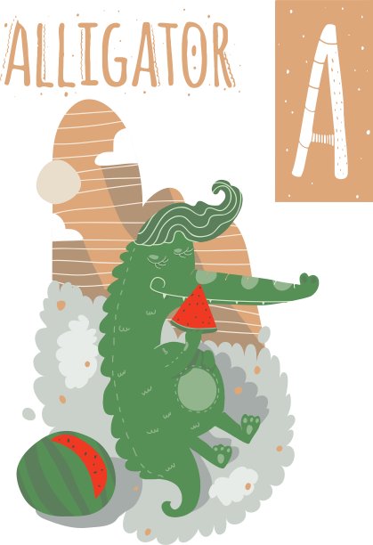 短吻鳄用五颜六色的背景吃着图片下载