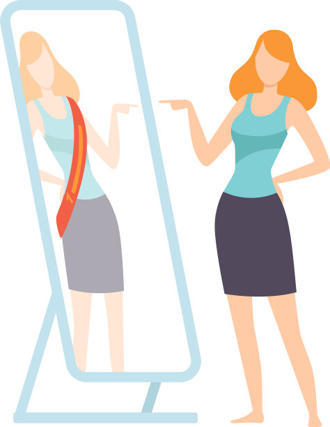 自恋的女人对着镜子图片下载