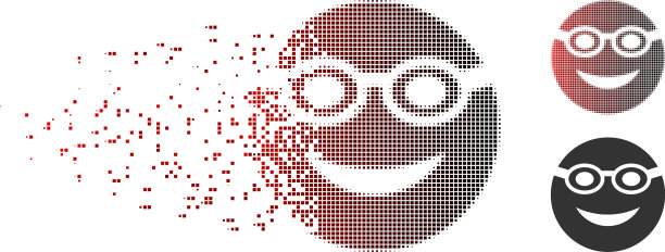 损坏的像素半色调游泳微笑图标图片下载