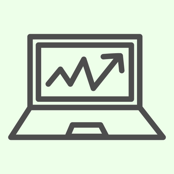 计算机图形线图标。分析或统计图表在显示器屏幕上轮廓风格象形图在白色的背景。移动概念和网页设计的技术标志。矢量图形。图片下载