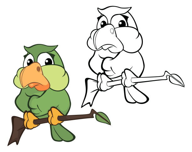 可爱的卡通人物猫头鹰。彩色书大纲图片下载