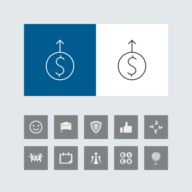 创意美元上线图标与奖金图标。图片下载