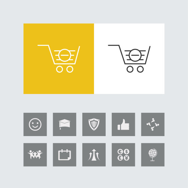 创意购物车线图标与奖金图标。图片下载