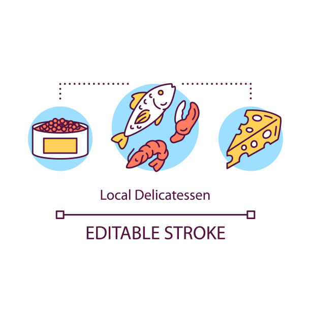 本地熟食概念图标。独特的制作理念细线插图。地区、国家特色食品。国外昂贵的食物。矢量孤立轮廓绘制。可编辑的中风图片下载
