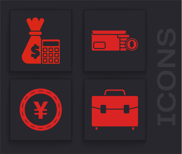 设置公文包计算器与钱袋明亮图片下载