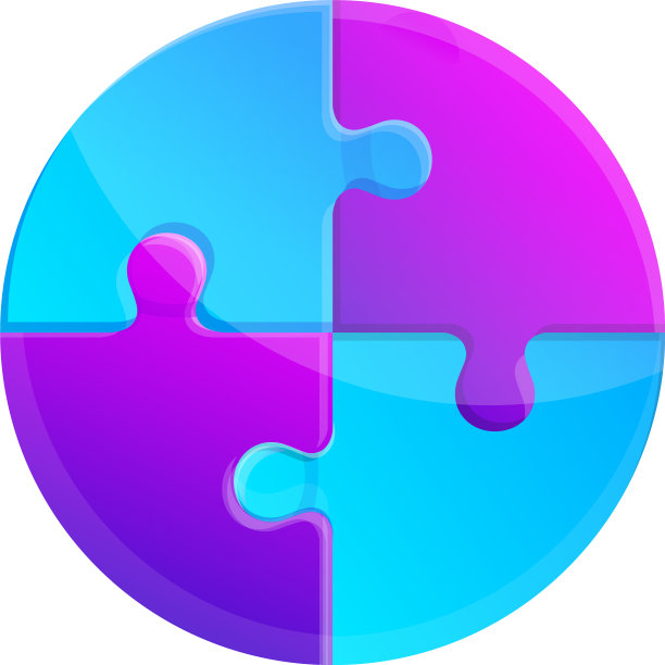 圆形彩色拼图图标卡通风格图片下载