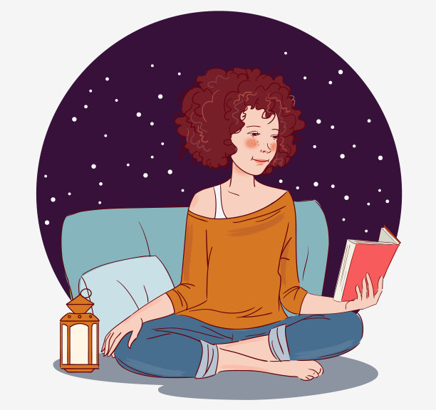 可爱的年轻女子在读一本书图片下载