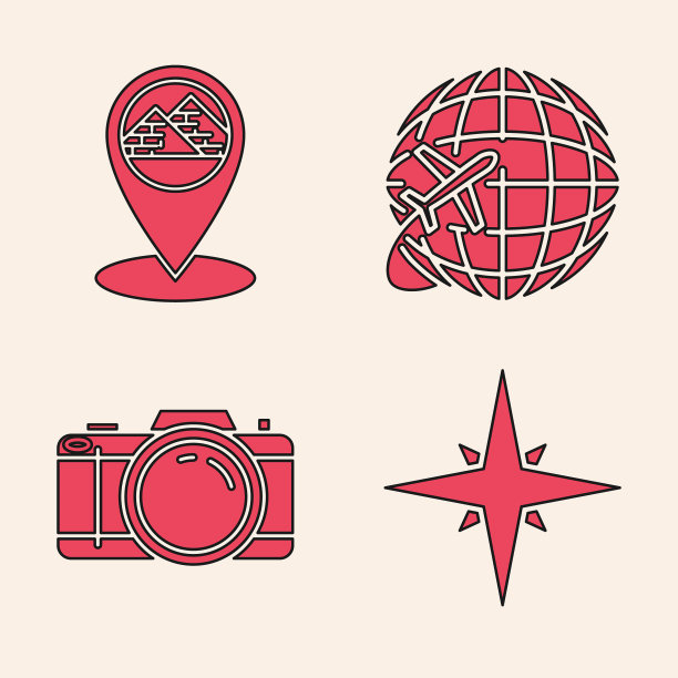 设置风玫瑰地图指针与埃及金字塔图片下载