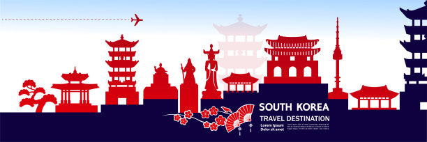 韩国旅游目的地大矢量图。图片下载