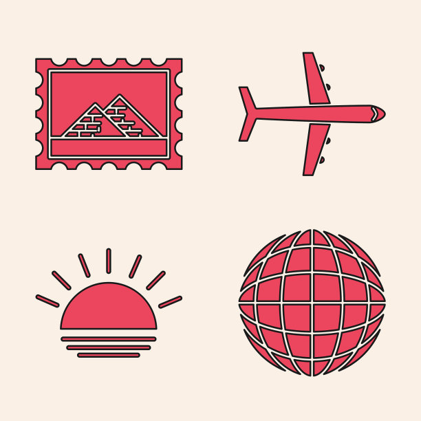 设置地球邮政邮票和埃及金字塔图片下载