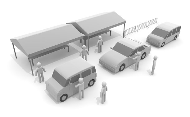 现场PCR检测。很多医生和护士。三维渲染图片下载