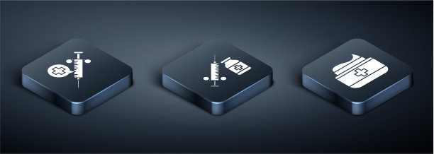 设置带针头的等距注射器图片下载