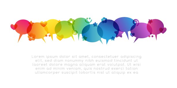 孩子们创造性的教育。概念说明。向量儿童剪影。一群男孩和女孩用彩虹装饰元素。图片下载