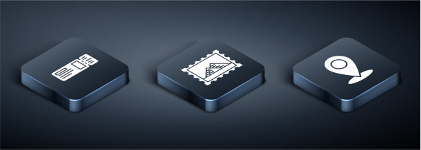 设置等距旅游票地图针和邮政图片下载