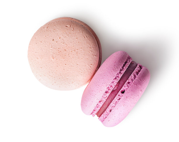 两马卡龙米色粉红色俯视图图片下载