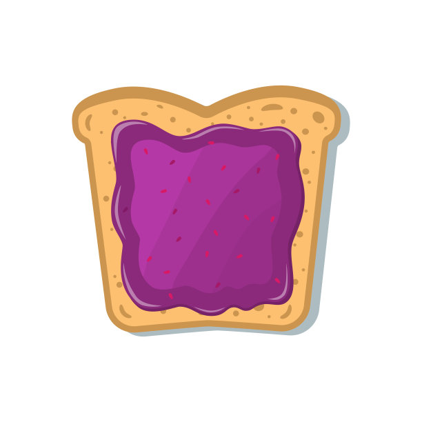 吐司配蓝莓果酱，单独放在白面包上。图片下载