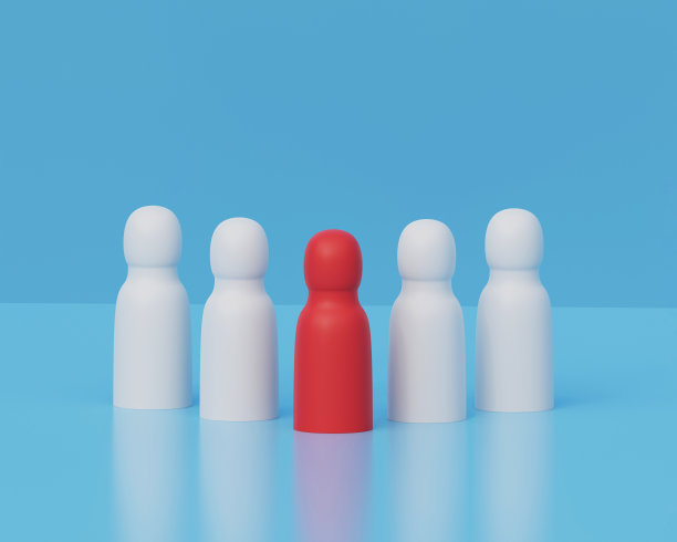 业务团队的概念领导者。一群白人争抢红色人种的领袖图片下载