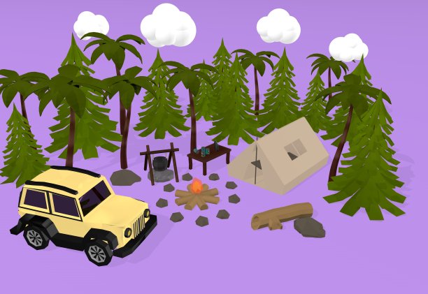 3 d夏天露营图片下载