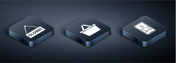 设置文本关闭的等距悬挂标志图片下载