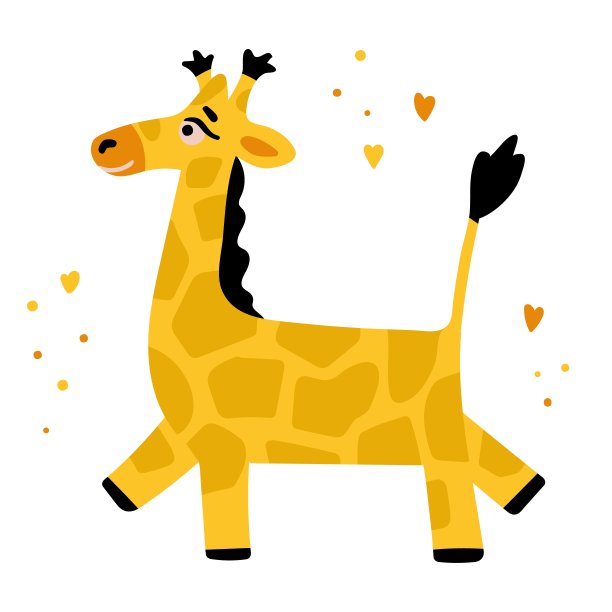 有趣的长颈鹿手绘平面矢量插图。可爱的异国情调的动物长颈孤立在白色的背景。可爱的异国野生动物，卡通人物。孩子们印刷衣服、卡片素材图片
