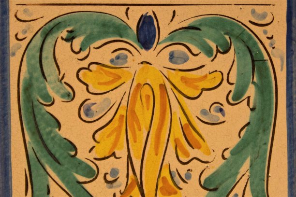 瓷砖上花卉画的细节图片下载