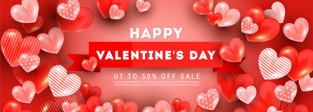 情人节促销横幅模板浪漫图片下载