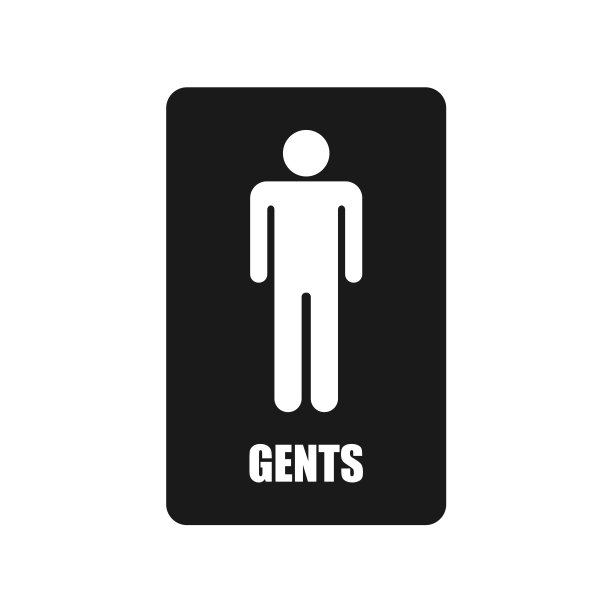 男士在时尚的平面风格标识厕所图片下载