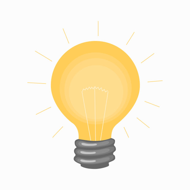 图标或标志用黄色暖光发光的灯泡。素材图片