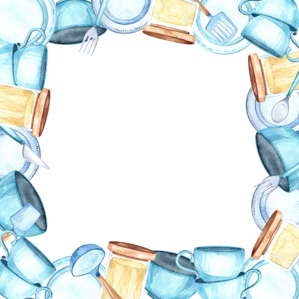 餐具水彩图片下载