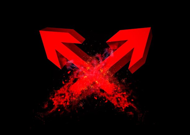 三维渲染相交的红色箭头图片下载