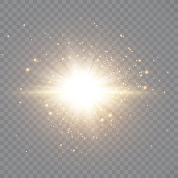金色的星星孤立在黑色的背景上。效果，眩光，线条，闪光，爆炸，金色的光。矢量图图片下载