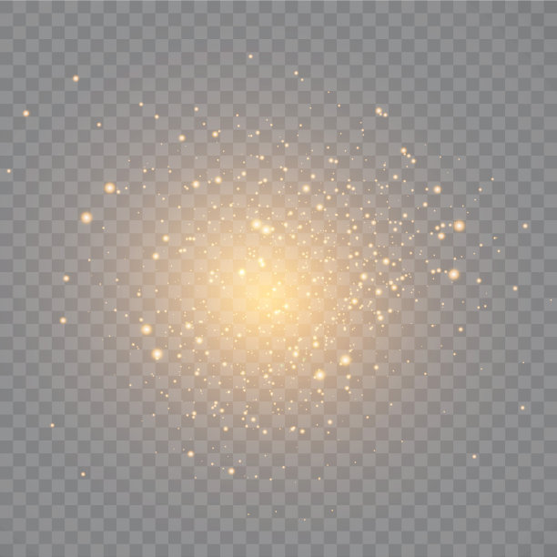 灰尘。白色的火花和金色的星星闪烁着特殊的光芒。矢量闪烁在透明的背景上图片下载