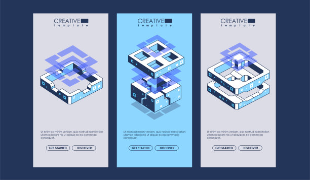 数据可视化。抽象几何元素的网和打印。现代等距插图。图片下载