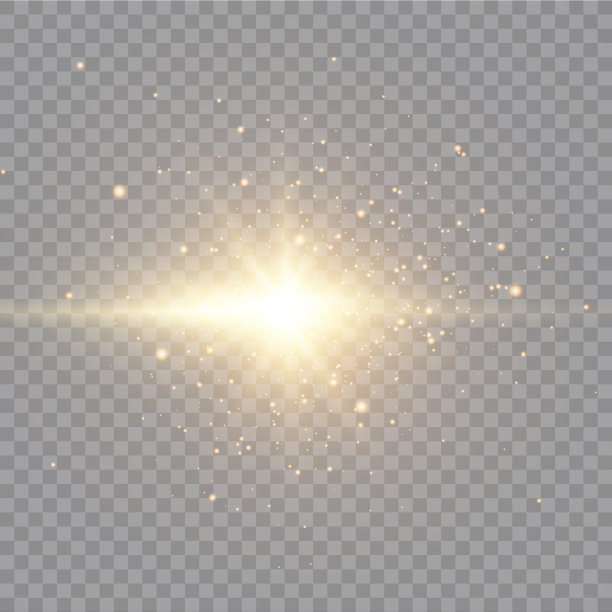 金色的星星孤立在黑色的背景上。效果，眩光，线条，闪光，爆炸，金色的光。矢量图图片下载