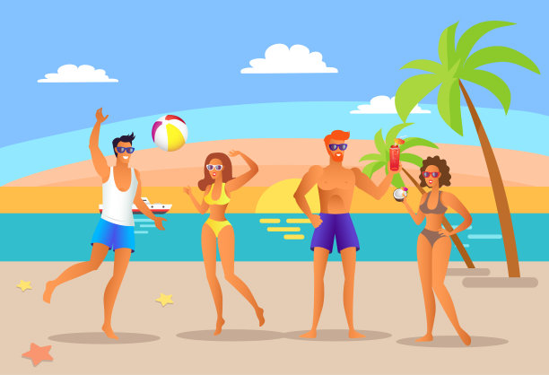 夏季人们交流矢量插图素材图片