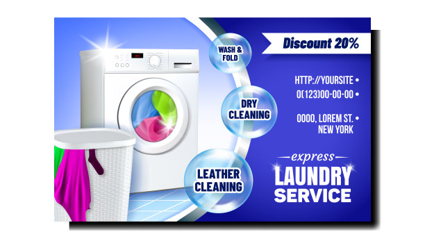 洗衣快递服务广告海报矢量图片下载