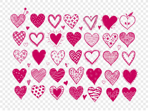 设置手绘粉色涂鸦素描心图片下载